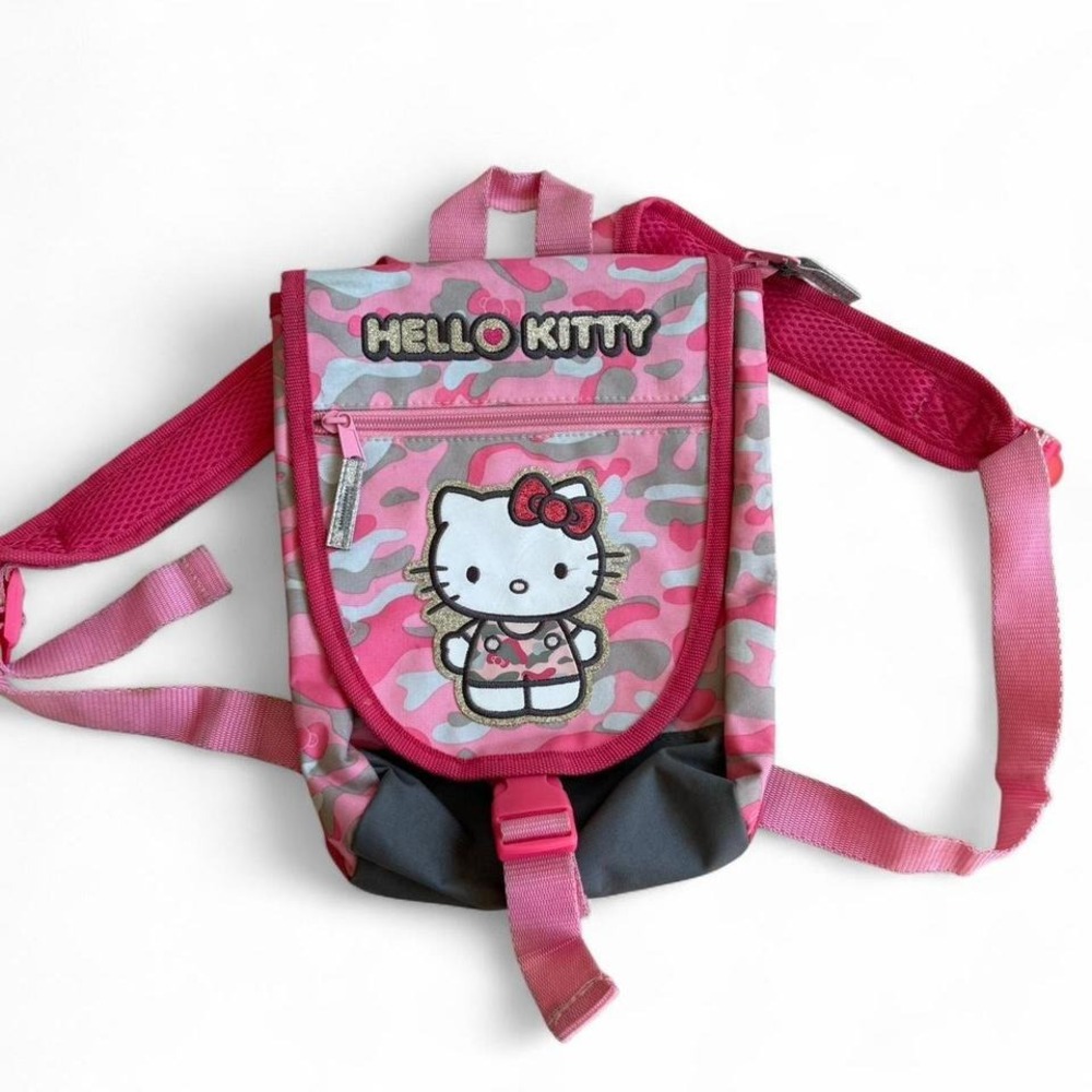 Hello Kitty pink and grey camo mini backpack